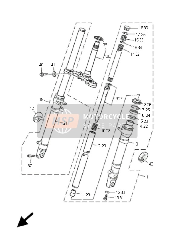 Yamaha TZR50 2007 Forcella anteriore per un 2007 Yamaha TZR50